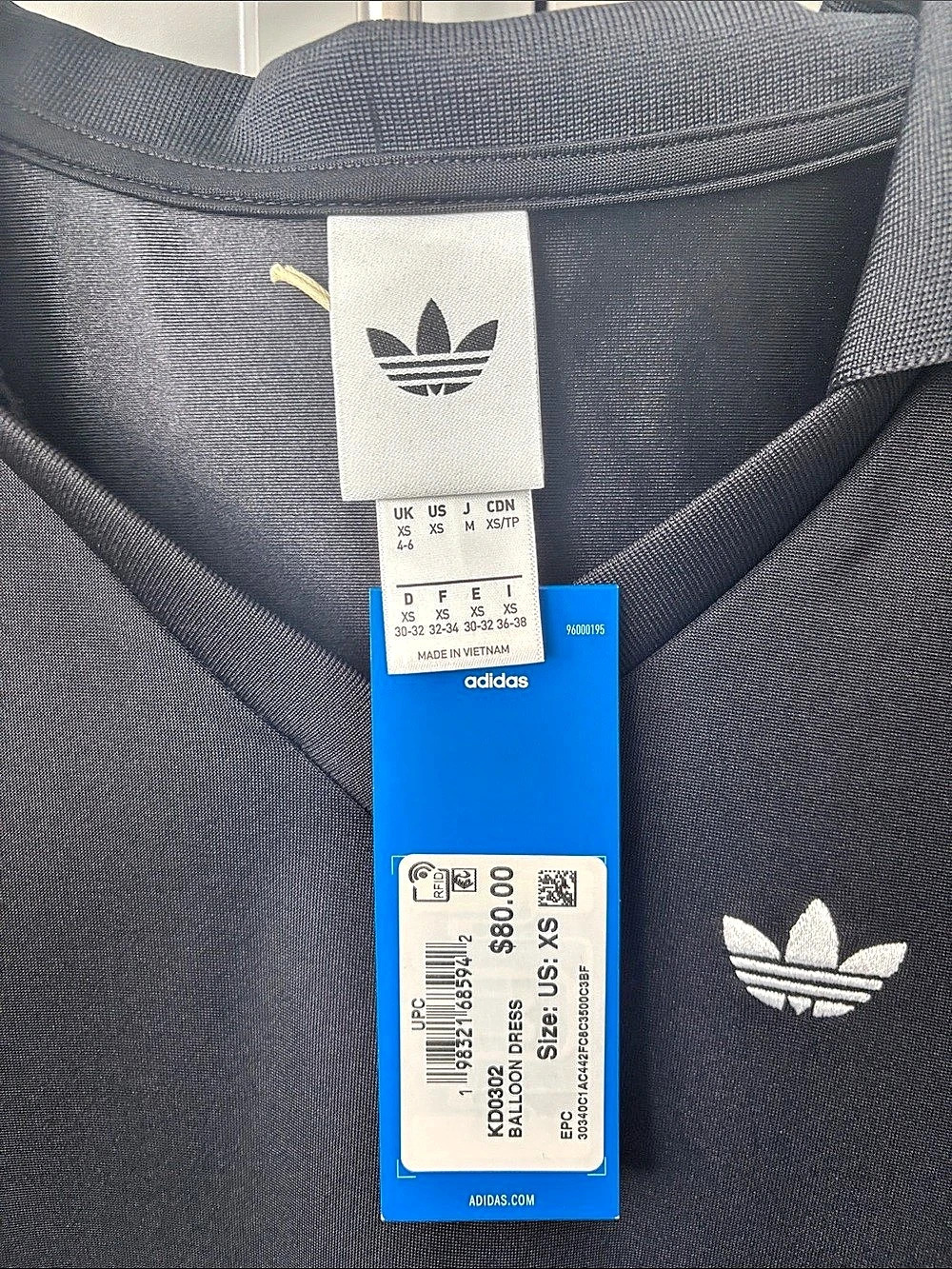 adidas Adicolor 3-Stripes Dress Black NWT - Picture 3 of 3